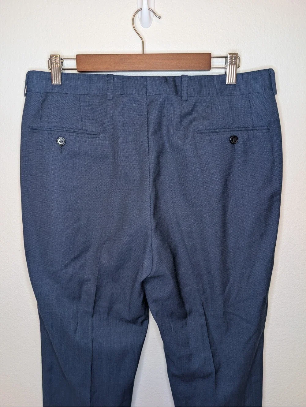 Lauren Ralph Lauren Mens Navy Blue Wool Blend Dress Pants Light Stretch 34x32